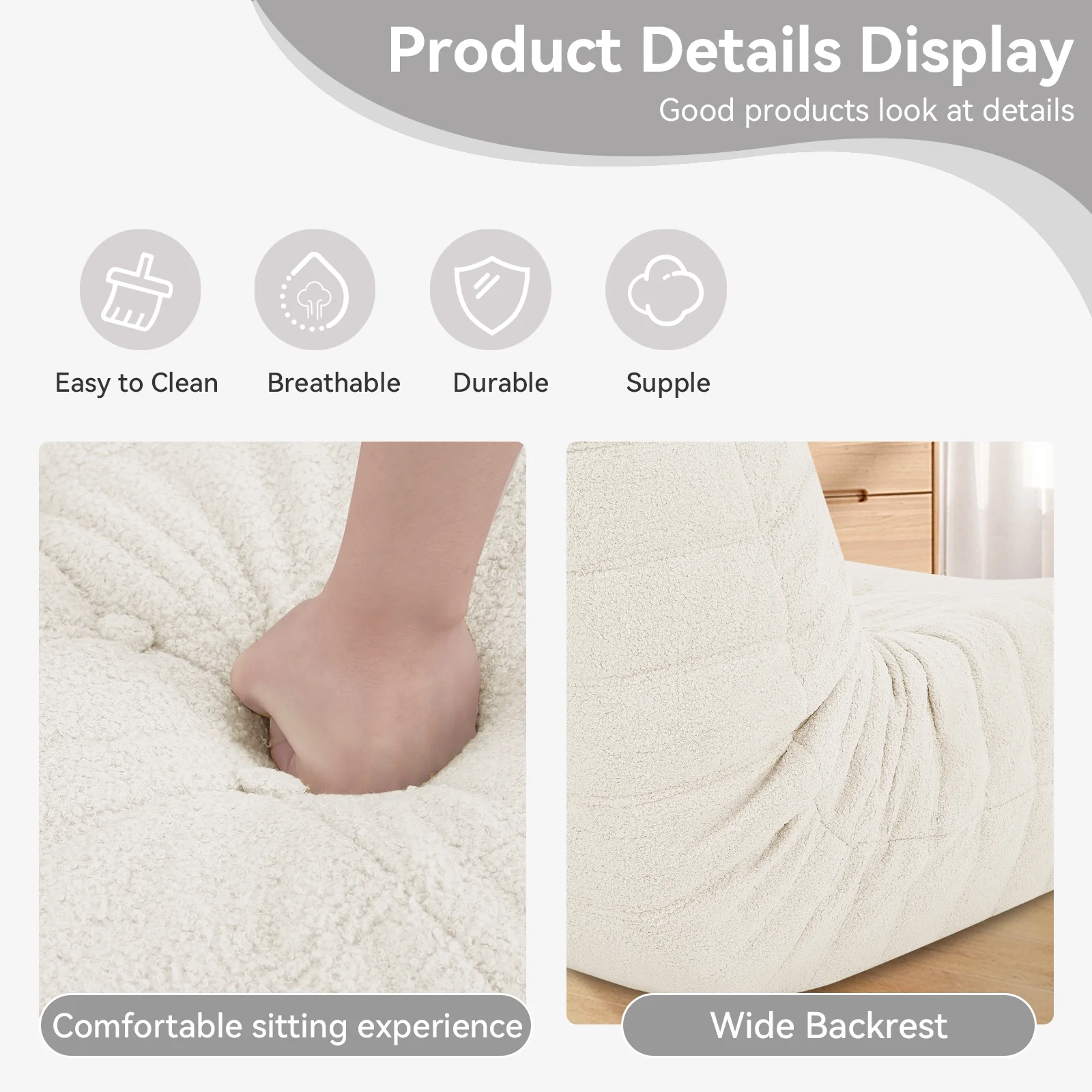 VFD Bean Bag Chairs for Adults, Beanbag Chair with Ottoman Lounge Sofa Memory Foam Comfy Reading Chair for Bedroom & Living Room, Lazy Floor Sofa Couch - Image 23