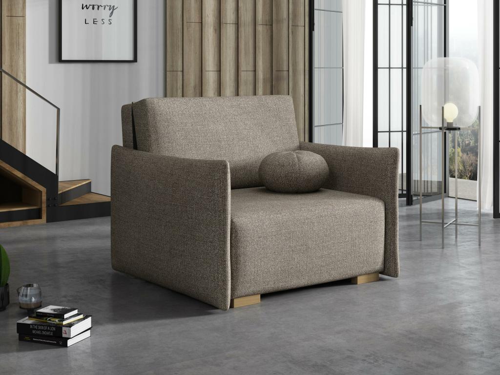 Sillón Homelyvo 222 - De color marrón claro - 85x100x98cm - Tapiz - Patas Madera