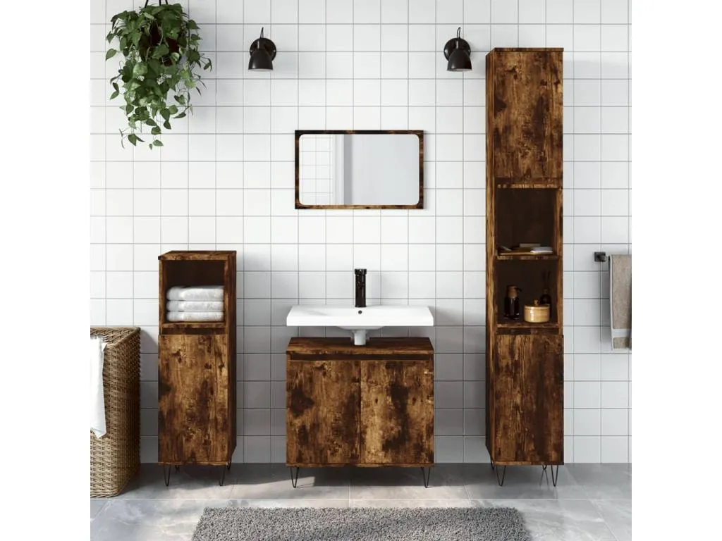 Armario de baño Kavehomedeco de ingeniería Kavehomedeco ahumado 58x33x60 cm 85495SVVU