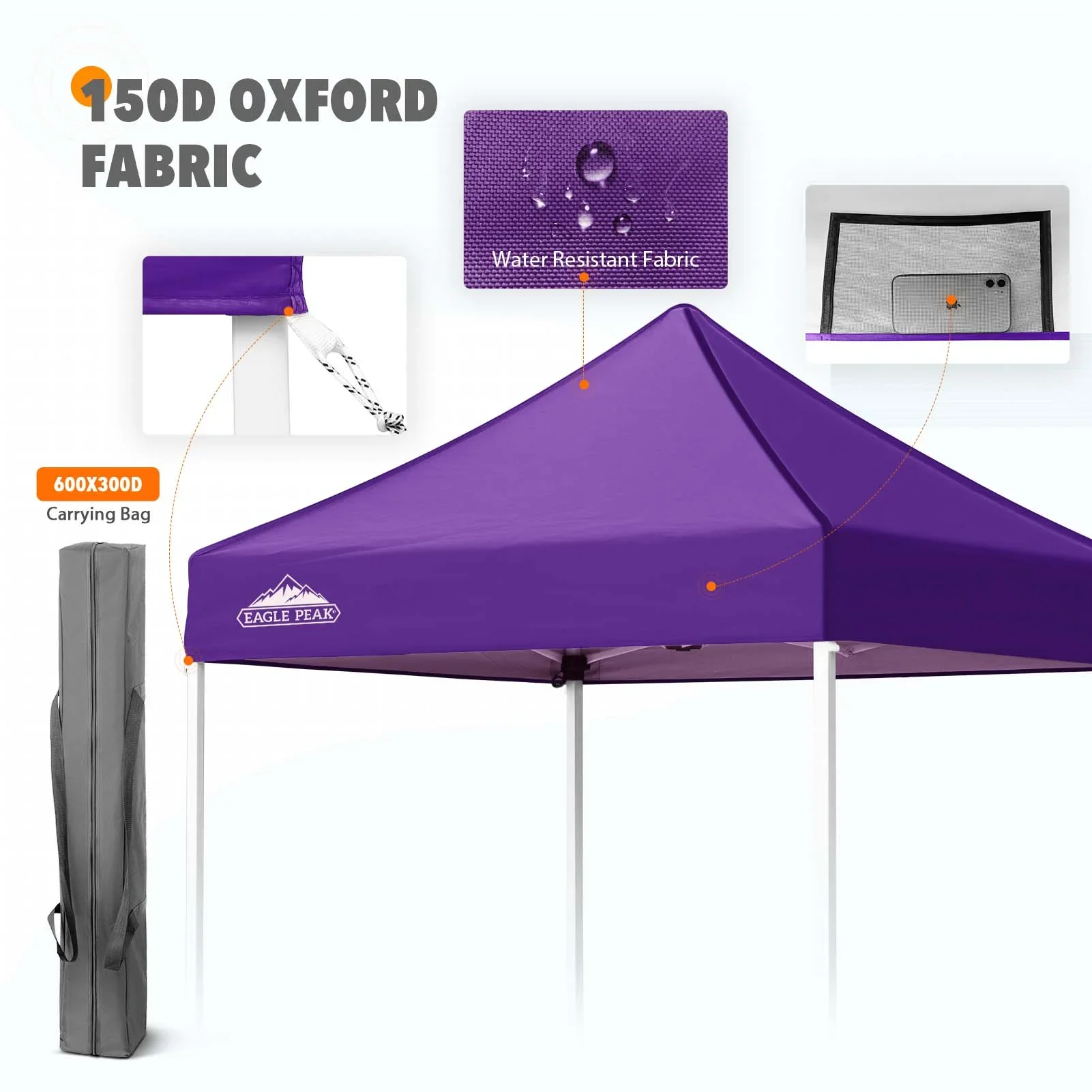 EAGLE PEAK 5x5 Pop up Canopy Tent Instant Outdoor Canopy Easy Set - up Straight Leg Folding Shelter（blue）
