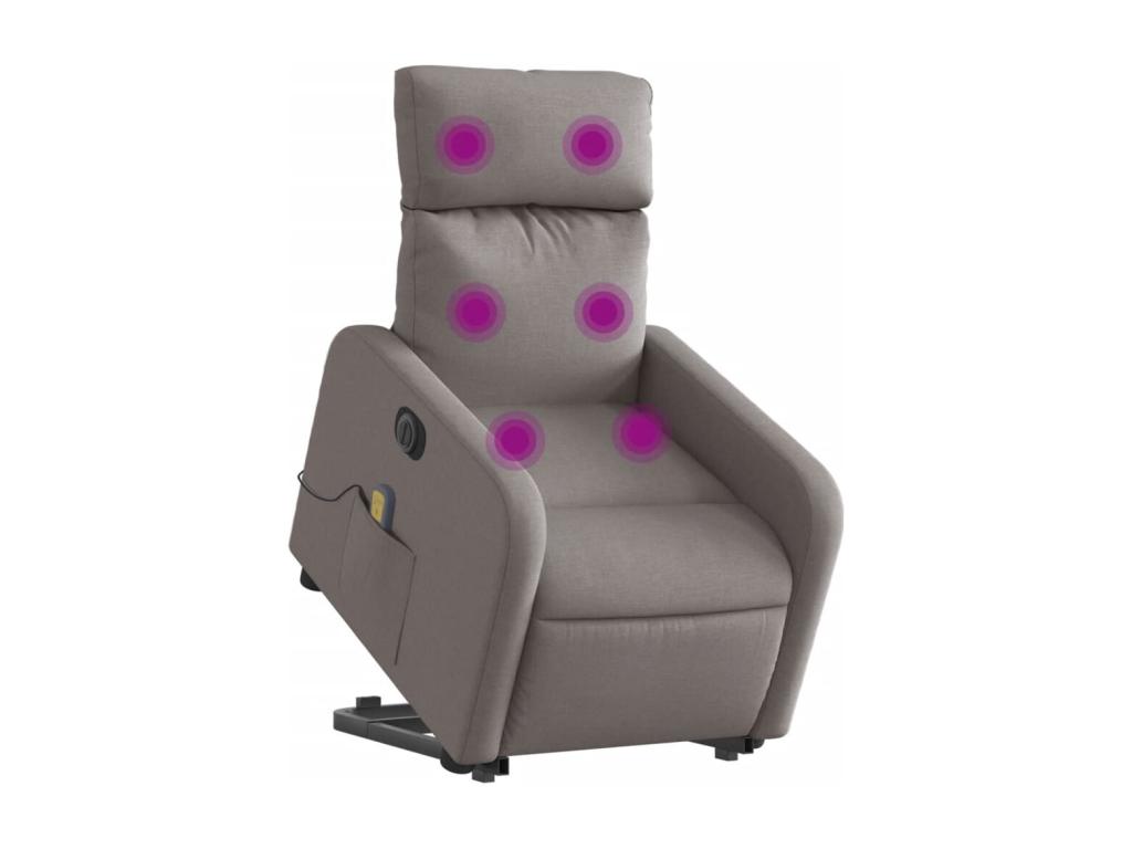 Sillón de masaje eléctrico reclinable elevable tela taupé