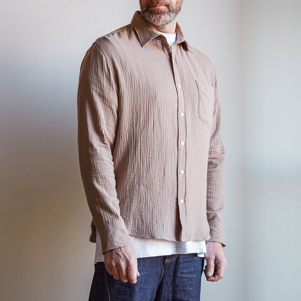 Merci - Chemise Gaspard en gaze de coton - Beige