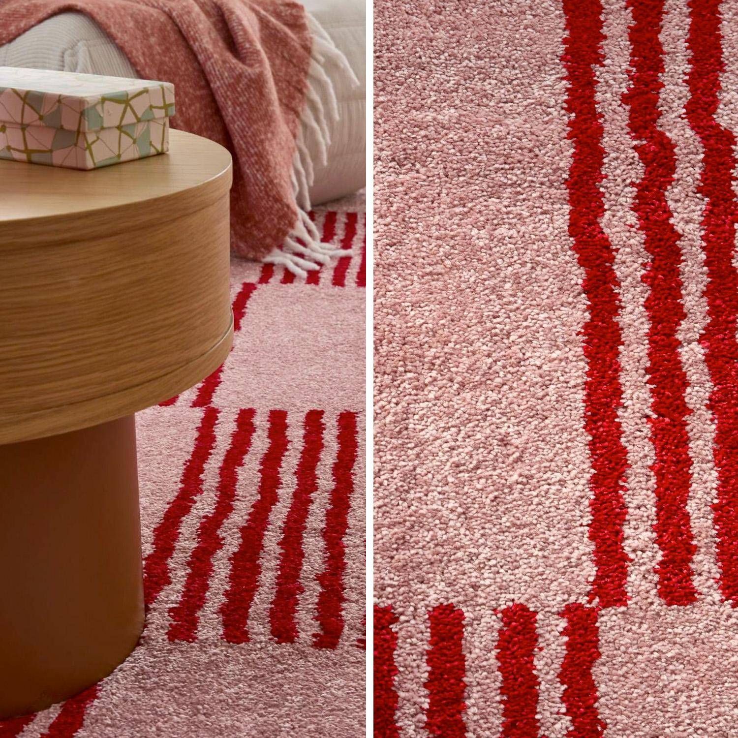 Fergew - Alfombra interior con motivo damero rojo y rosa