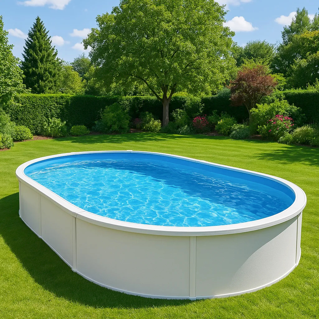 piscina tubular ovalada, piscina desmontable ovalada blanca, blanco, metal y PVC, jardín y exteriores, 427x250x100 cm dJmBCTH628Ju