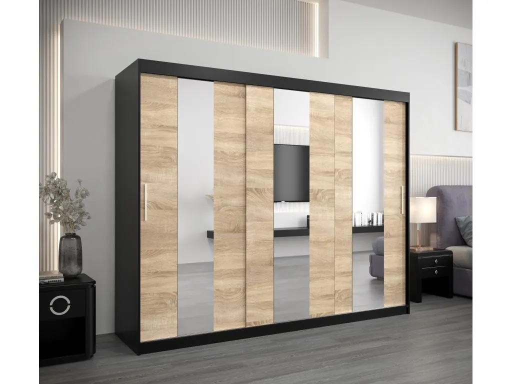 Armario Alkihogares de puertas correderas 200/250/62 3 puertas (negro/Alkihogares)