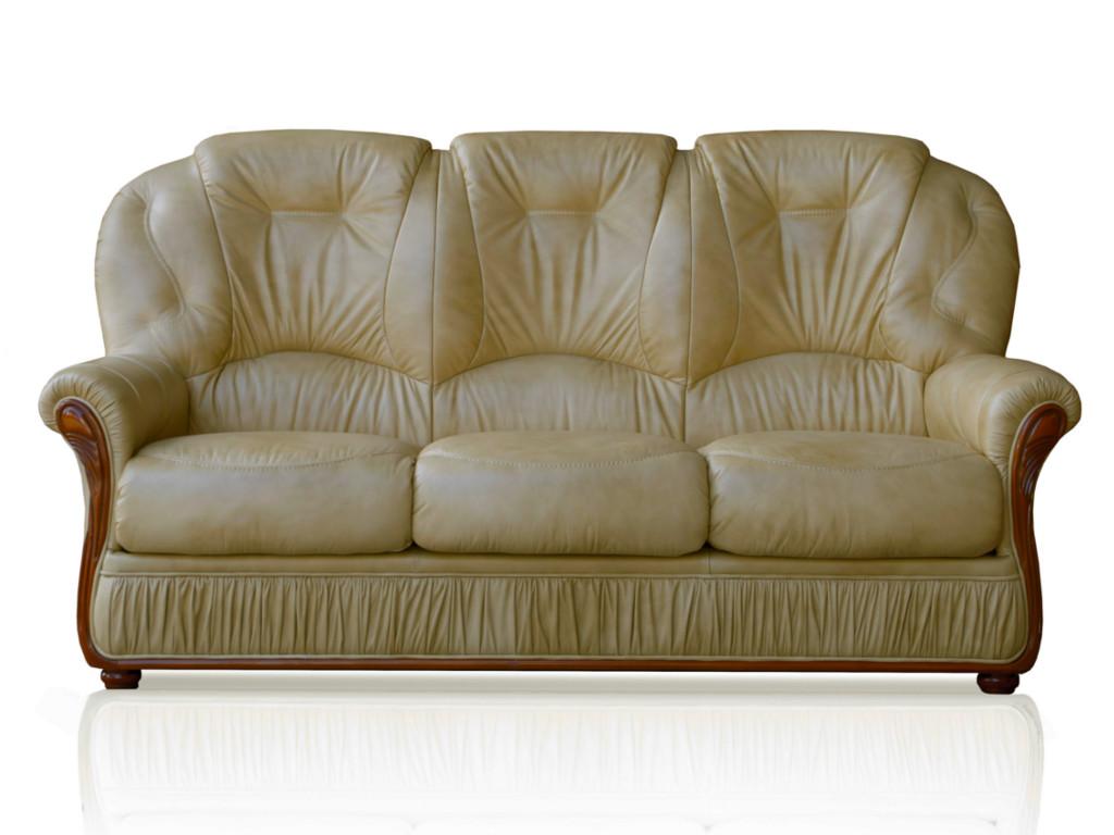 Sofá 3 plazas 100% piel de búfalo - beige
