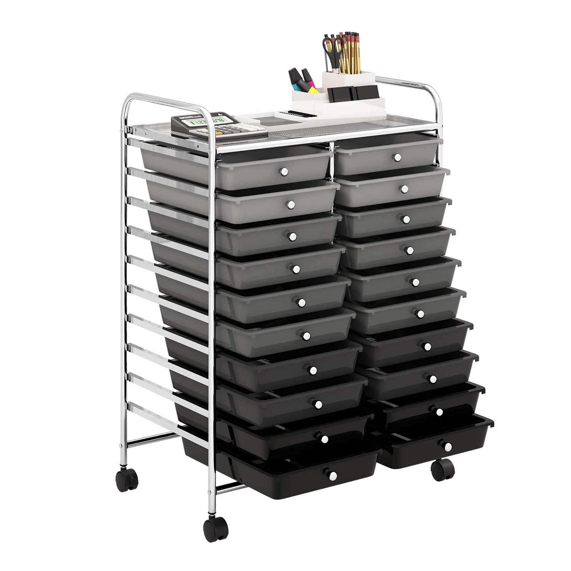 Costway 20 Drawer Rolling Storage Cart Tools Scrapbook Paper Office School Organizer Yellow - Image 100