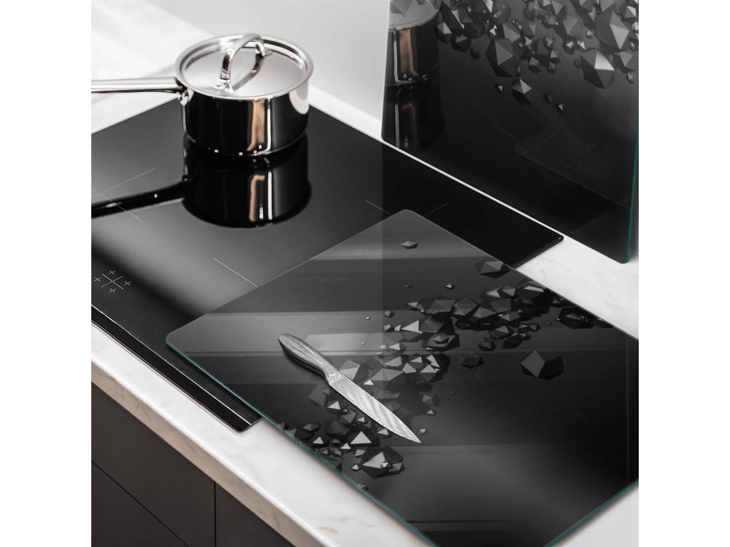 Tablero de cocina rectangular de vidrio, 2 piezas 40x52 cm formas abstractas 3D