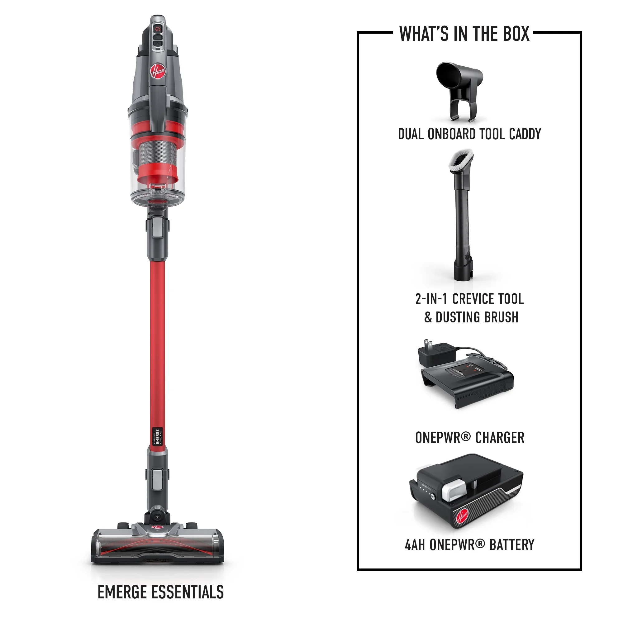 Hoover ONEPWR Emerge Essentials, Cordless Stick Vacuum Cleaner, Carpet, Hard Floor, Upholstery, Pet Hair, Removable Hand Vacuum, 45 Min. Run Time, for Home Use, BH53610V - Image 7