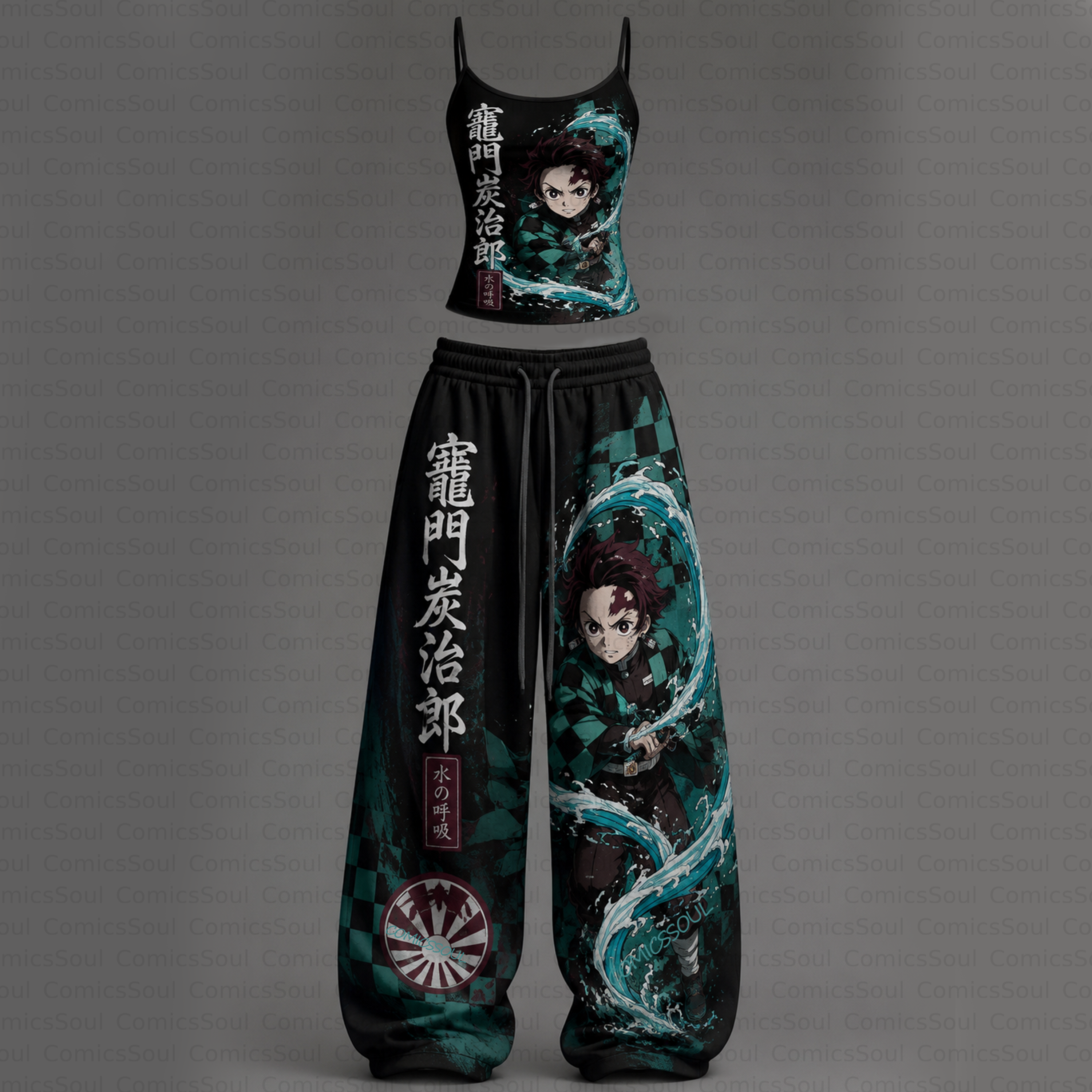 Demon Slayer Top & Elasticated Trousers Two-Piece Set