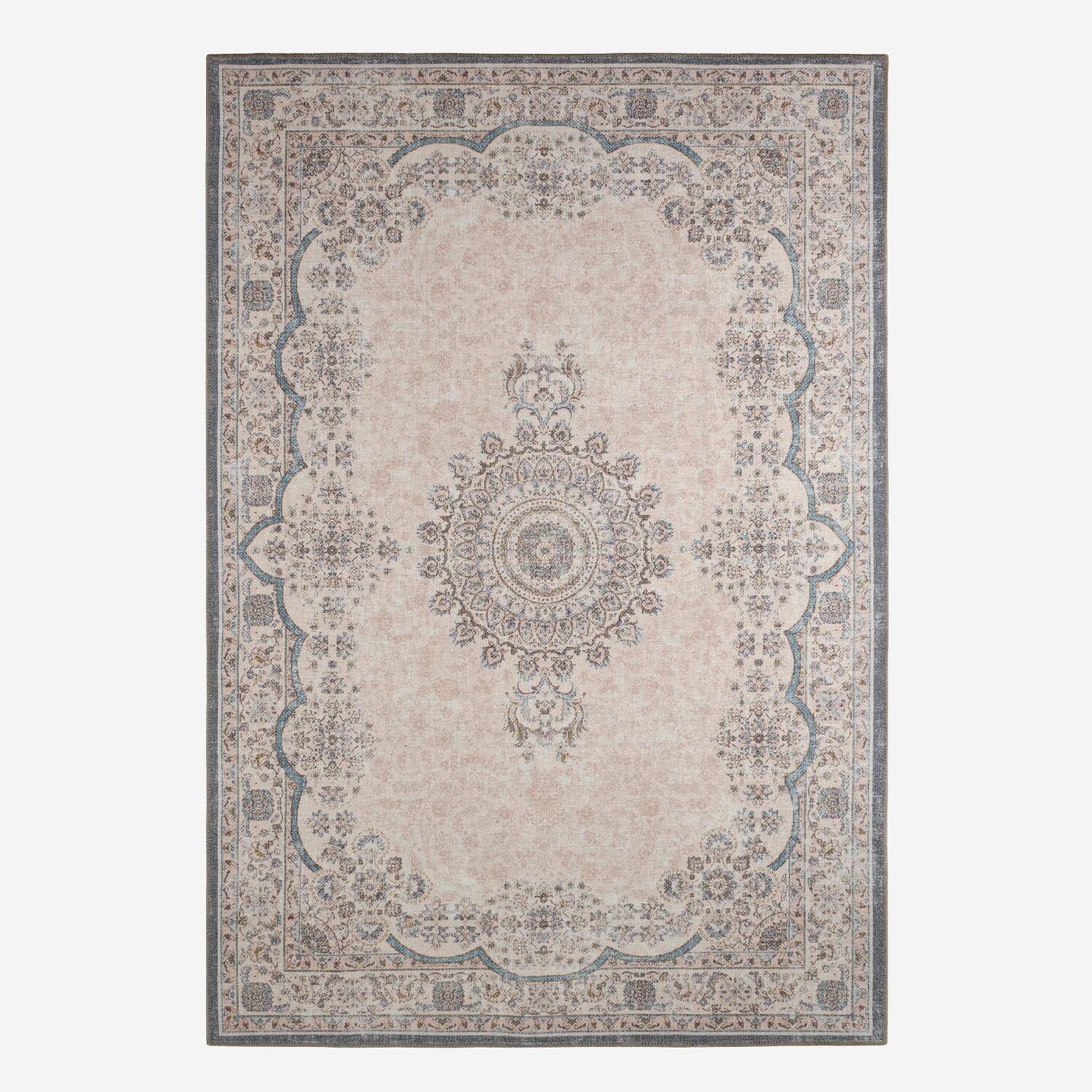 Melgy - Alfombra interior con diseño barroco rosa, rojo y azul