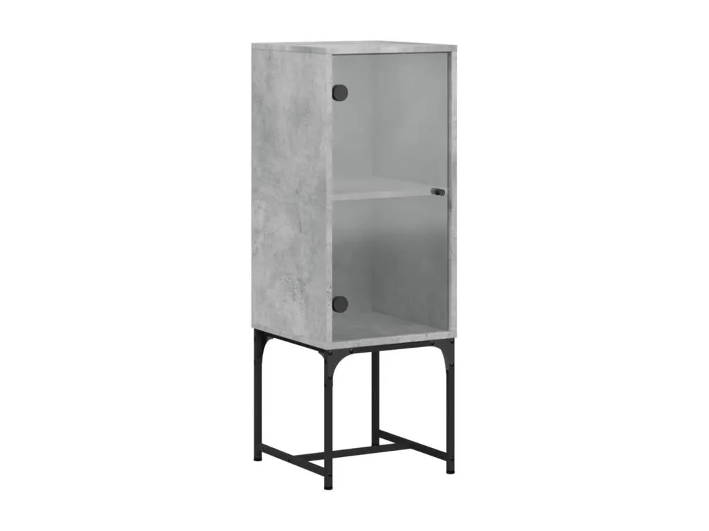 Armario auxiliar con puerta vidrio Natural hormigón 35x37x100 cm fdcz43484