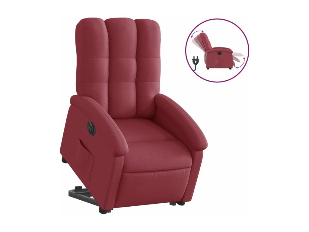 Sillón eléctrico reclinable elevable de tela rojo tinto