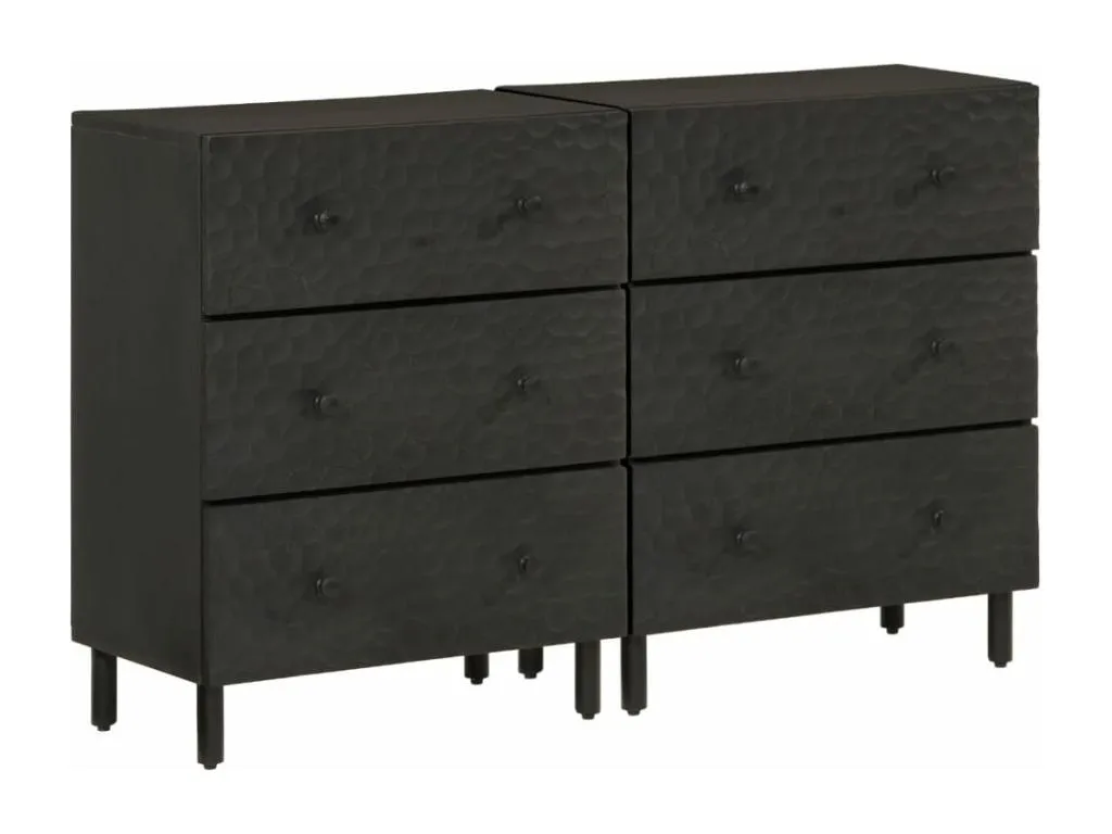 Armarios auxiliares 2 piezas Boverdeco maciza Boverdeco negro 60x33x75cm