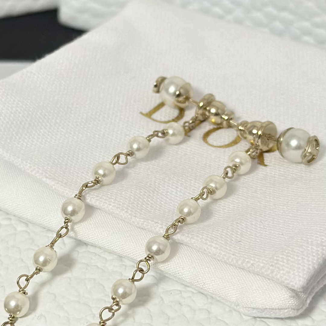 Dior Long Tassel Butterfly Dangle Pearl Earrings - Original Replica Club