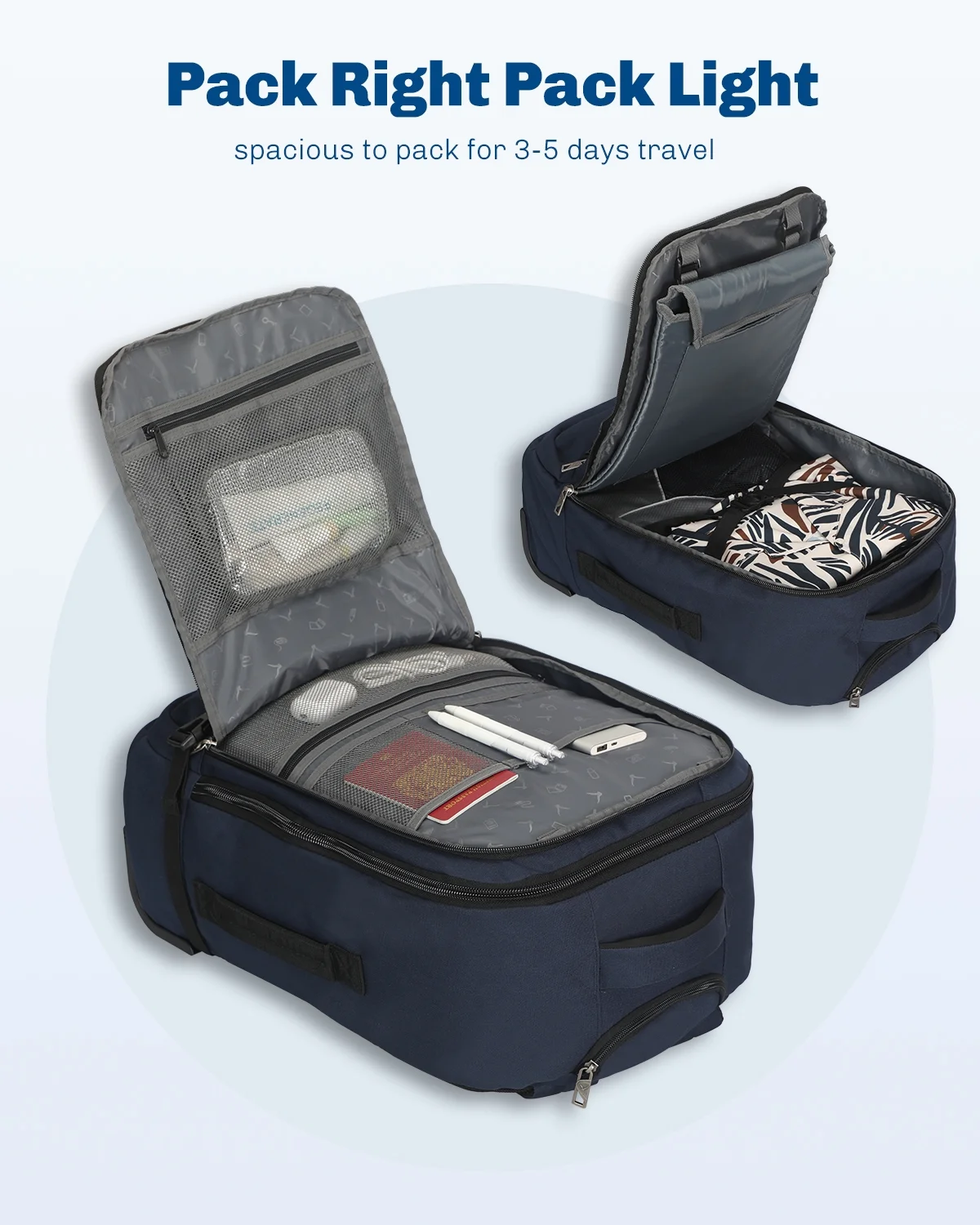 Hynes Eagle 22" Hybrid Carry-On Luggage, Softside Rolling Backpack, Grey - Image 16