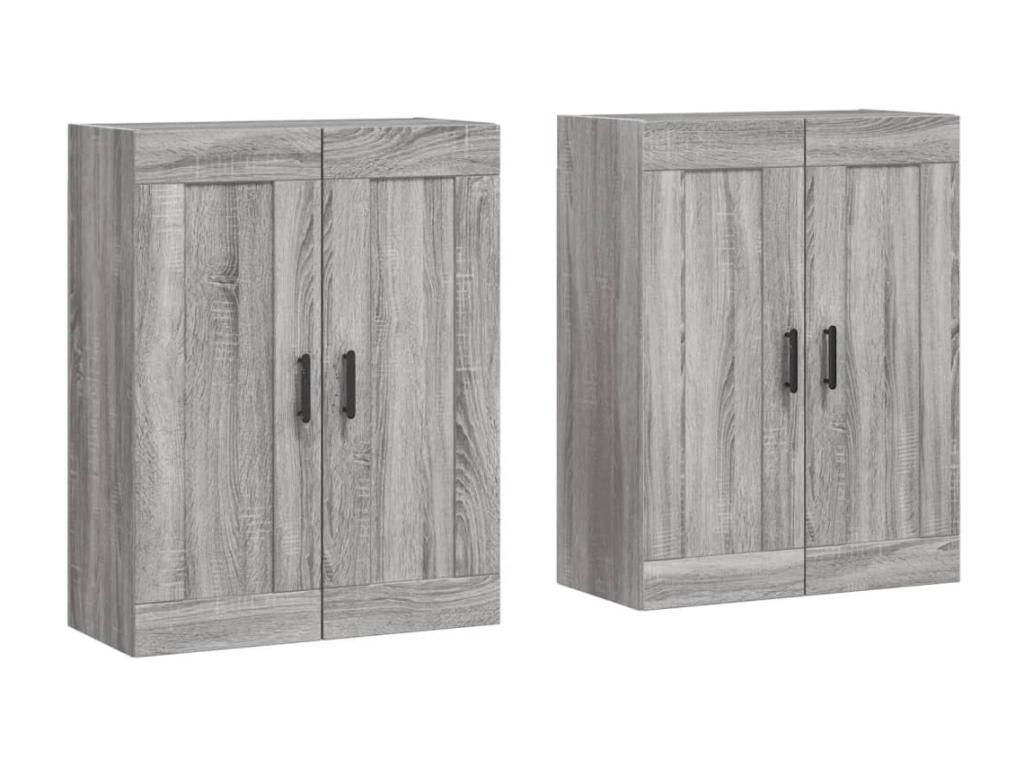 Armarios de pared 2 uds madera de ingeniería gris Nestleano