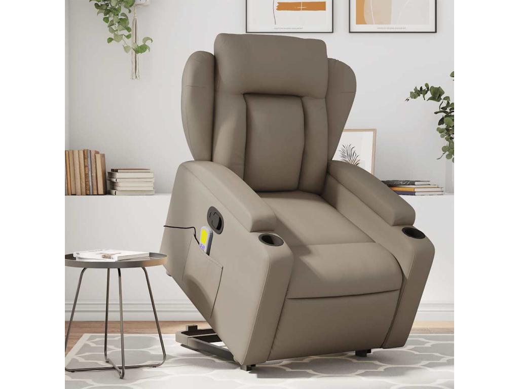 Sillón reclinable masaje pie cuero artificial color capuchino