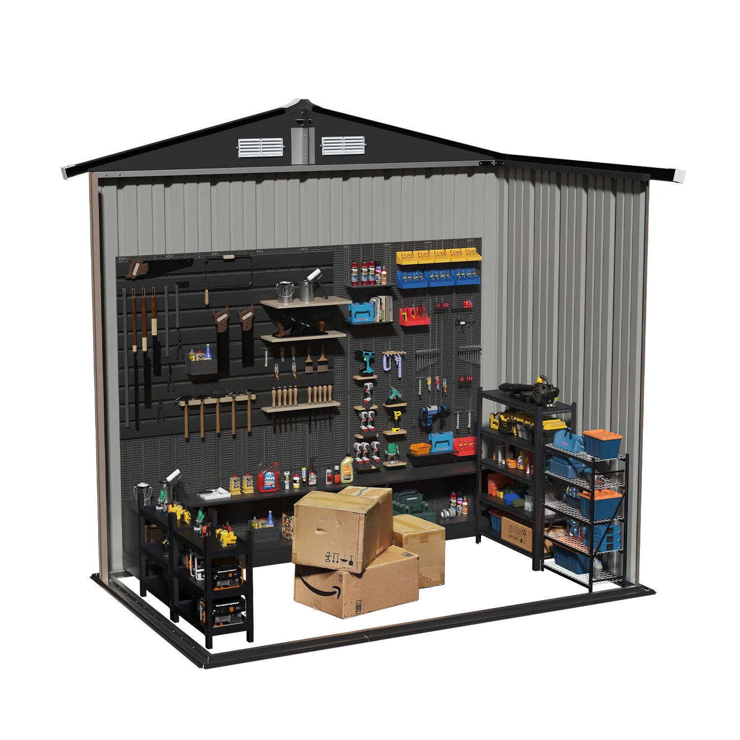 Clouddwell 6 ft. x 4 ft. Outdoor Storage Shed, Metal Garden Shed with Lockable Doors & Sloped Roof for Backyard, Patio, Poolside - Image 2