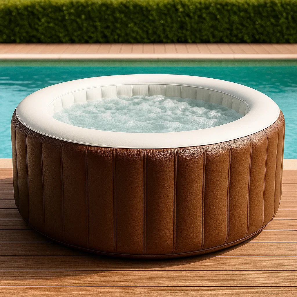 Spas hinchables 180x180x71 cm 4 personas redondo color Marrón/Blanco OJJuYBK317jH