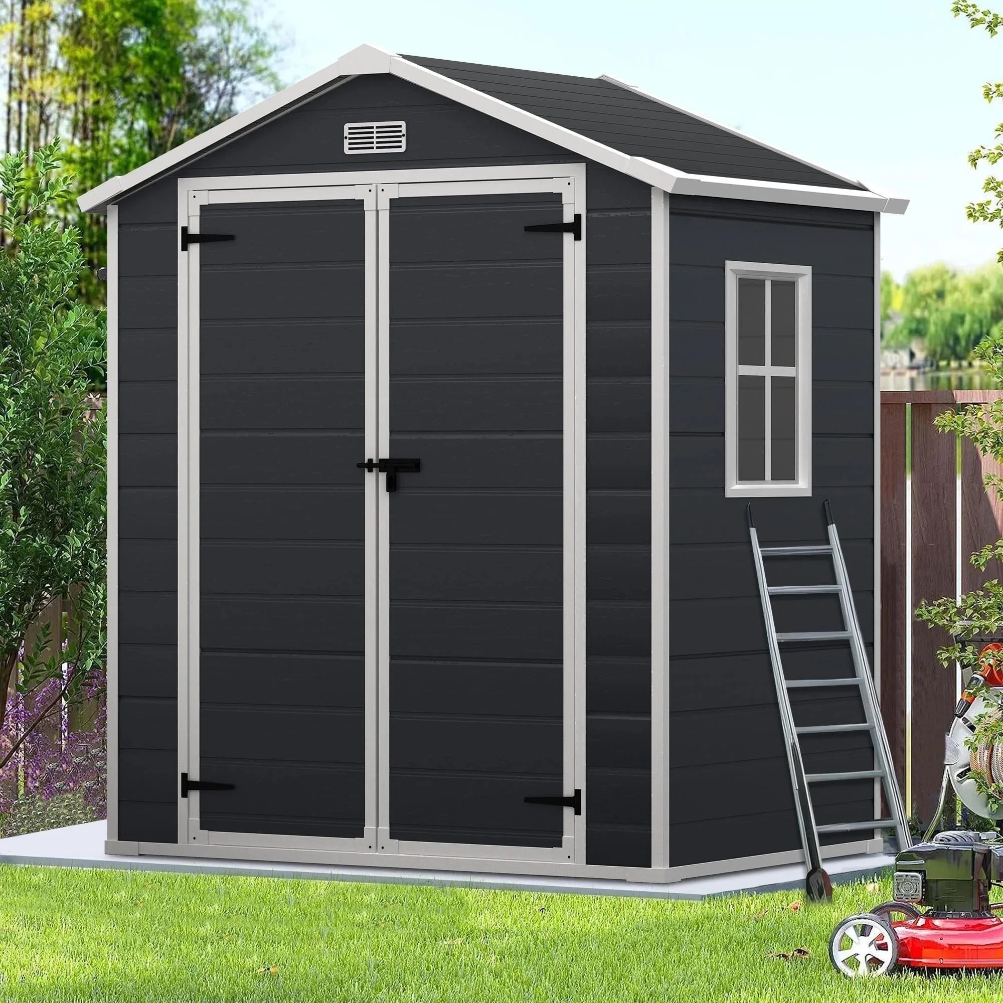 Enyopro 306Gal Outdoor Storage Shed, Horizontal Resin Shed, Resistant Tool Plastic Shed for Storage of Bike/Garbage Cans/Garden Tools/Lawn Mowers - Image 16