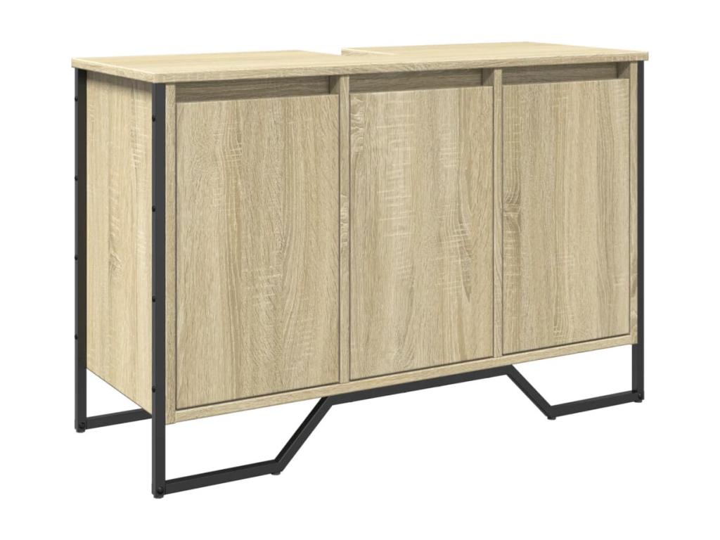 Mueble lavabo de baño roble Sonoma 91x35x60 cm