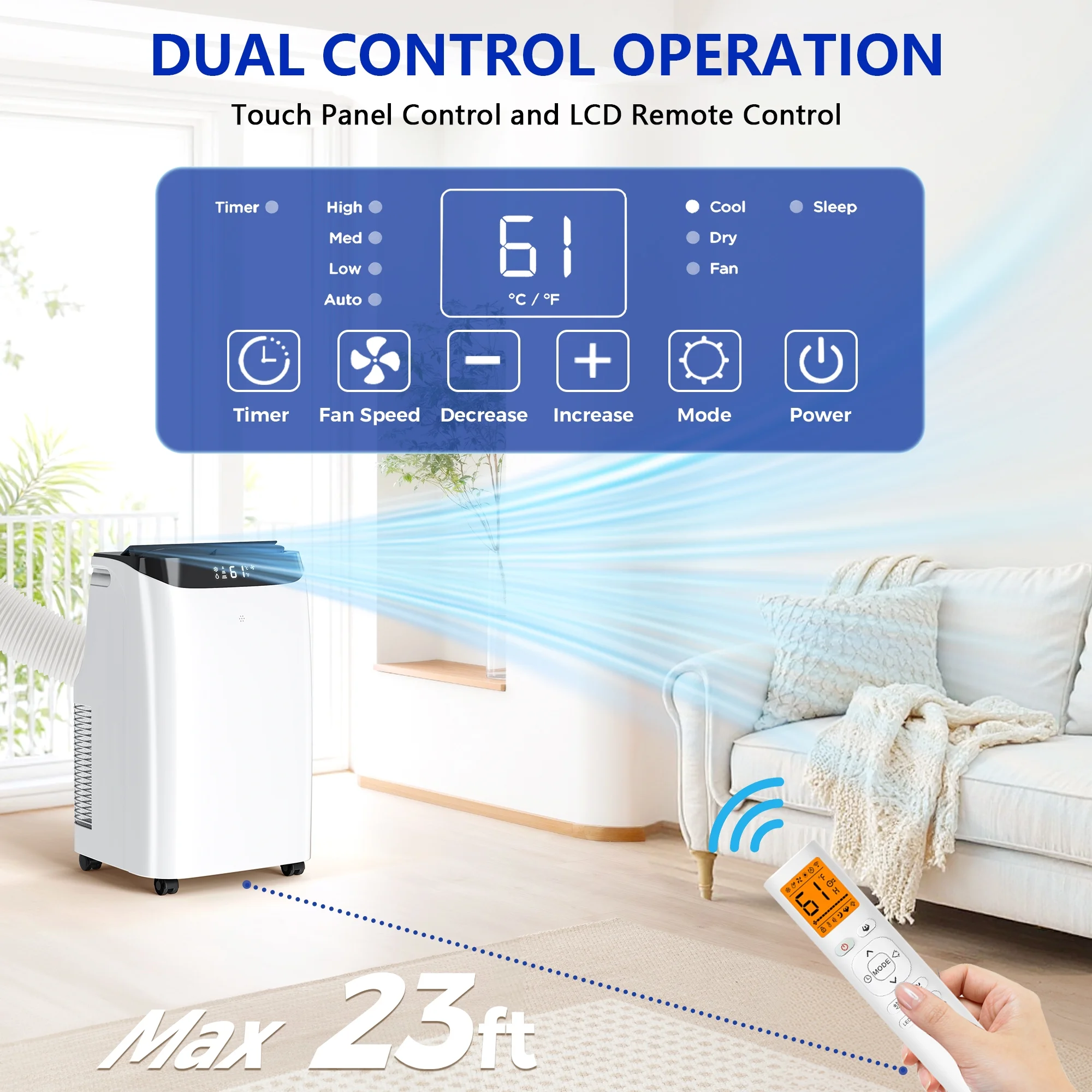 Fosawd 12000 BTU Portable Air Conditioner Cools up to 500 Sq. ft, 3-in-1 AC, Dehumidifier, Fan - Image 6