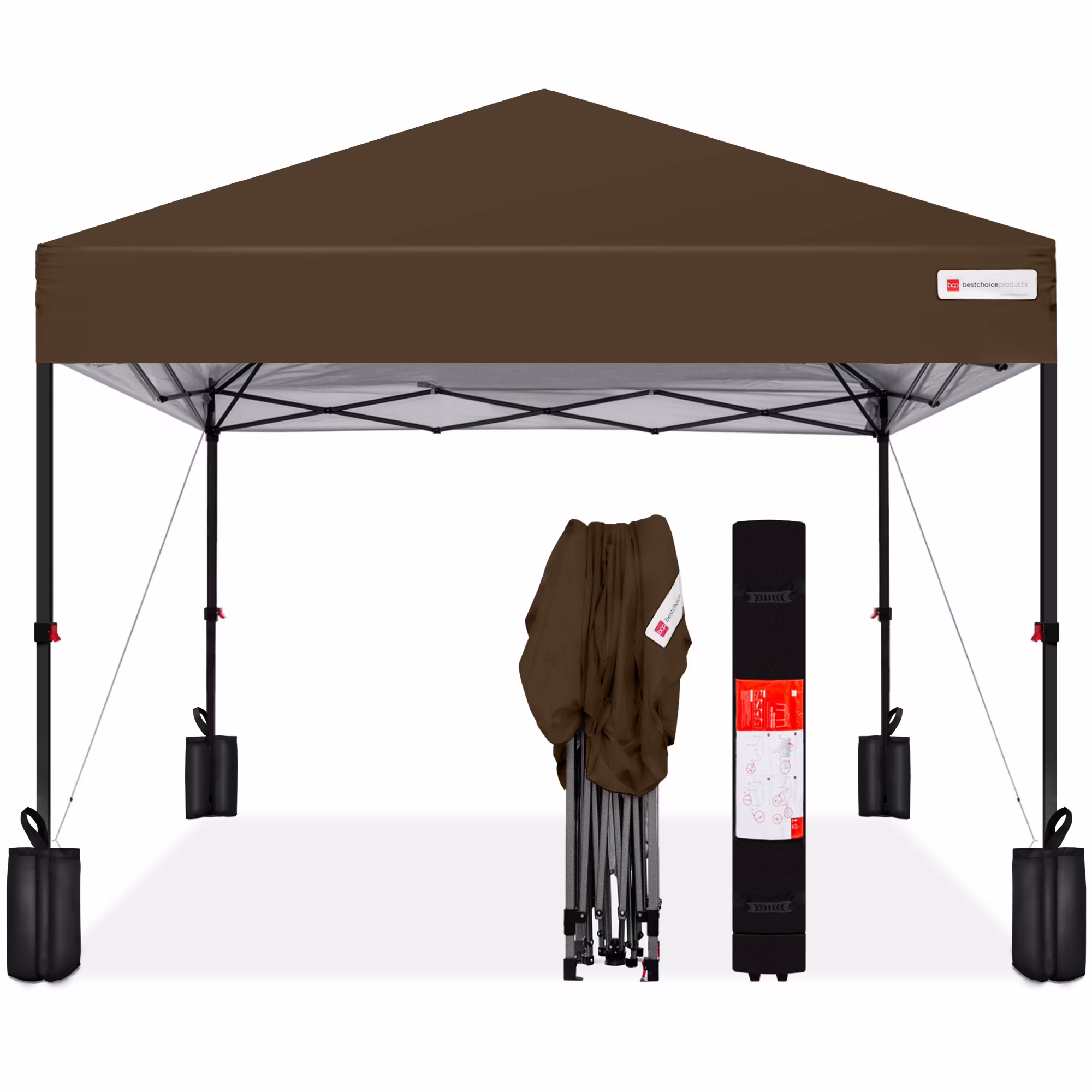 Best Choice Products 10x10ft Easy Setup Pop Up Canopy w/ 1-Button Setup, Wheeled Case, 4 Weight Bags - White - Image 38