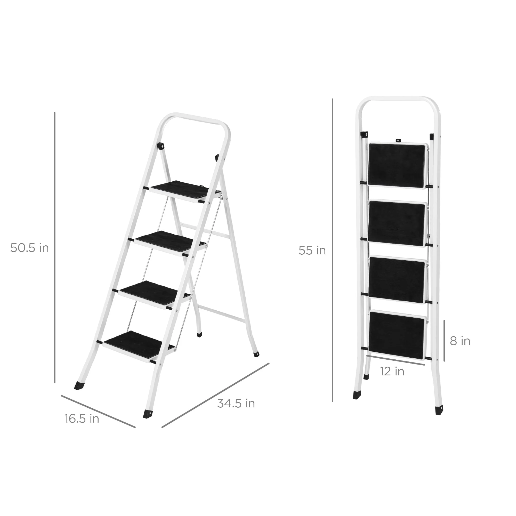 Best Choice Products 4-Step Portable Folding Steel Ladder w/ Hand Rail, Wide Platform Steps, 330lbs Capacity - Image 6