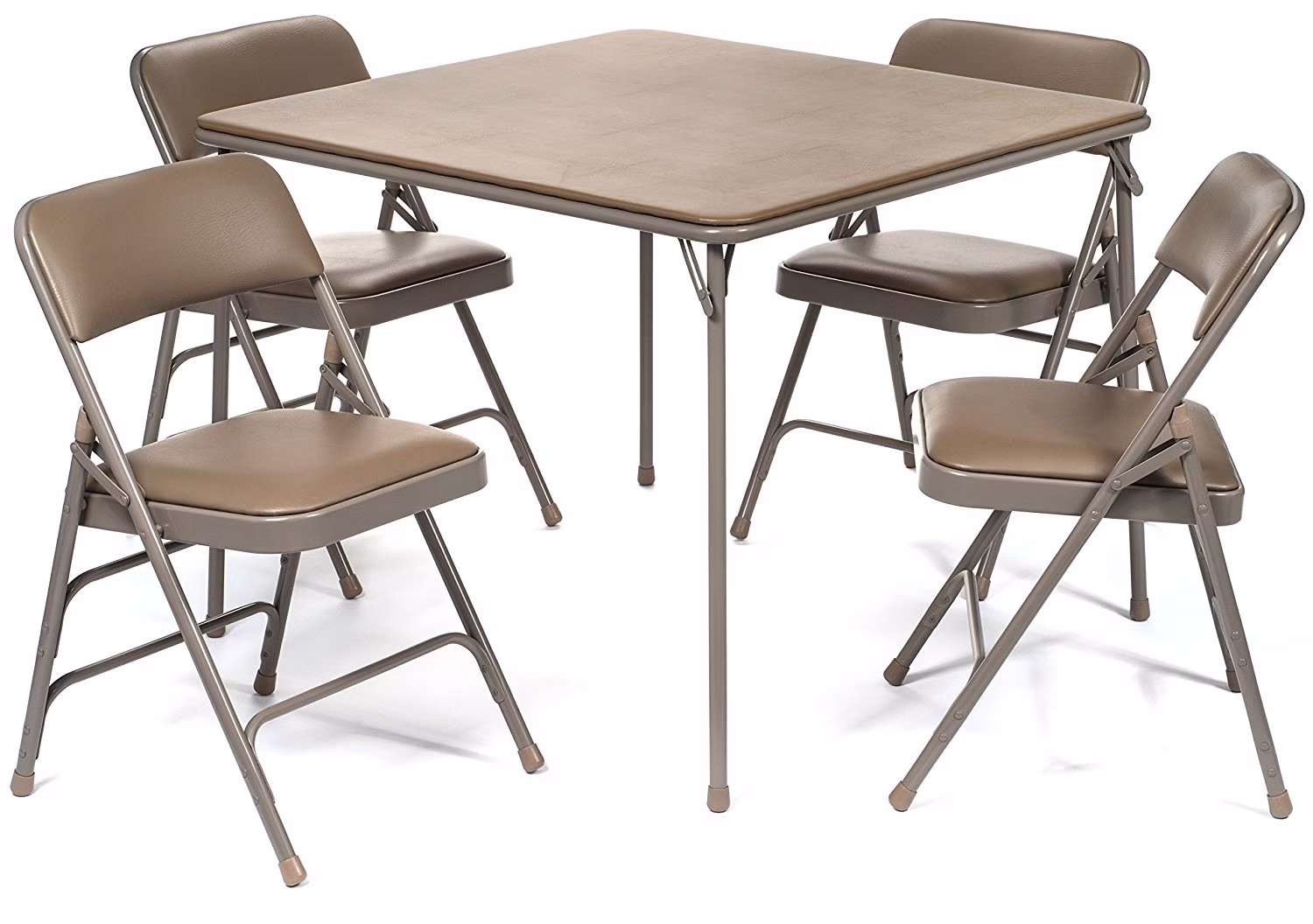 5pc. XL Series Folding Card Table and Triple Braced Vinyl Padded Chair Set, Commercial Quality, Grey - Image 7