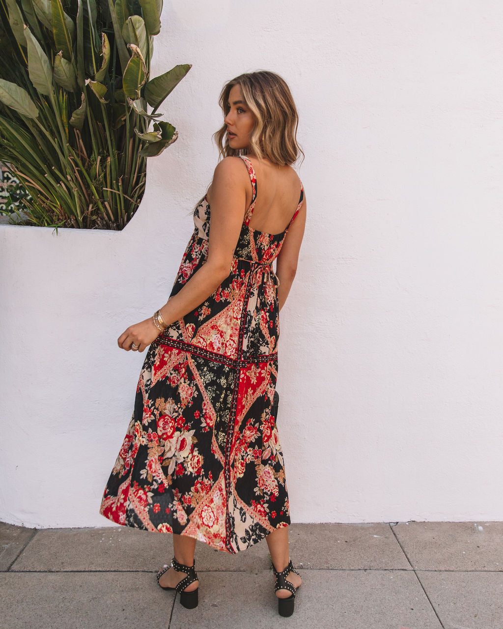 Neverland Tie Back Printed Midi Dress - FINAL SALE - Se7enfashion