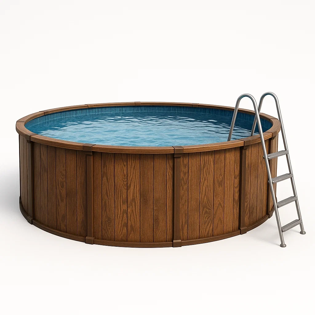 Piscina tubular redonda desmontable 298x96 cm Color madera con filtro y escalera wiUHvLI236yf
