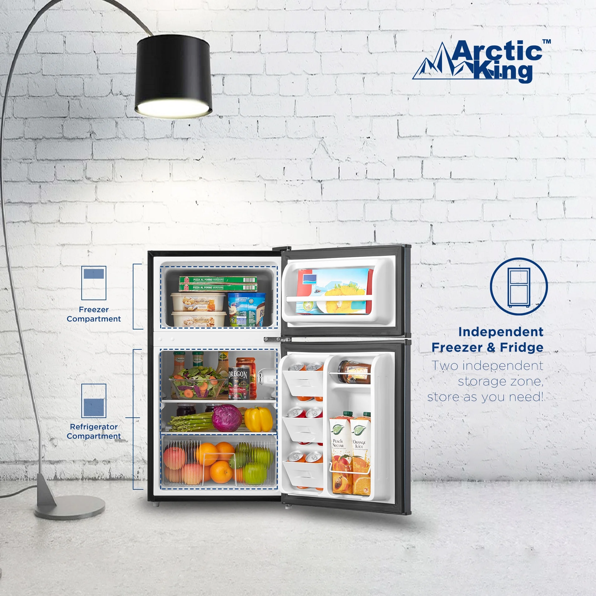 Arctic King 3.2 Cu ft Two Door Mini Fridge with Freezer, Stainless Steel, E-Star - Image 15