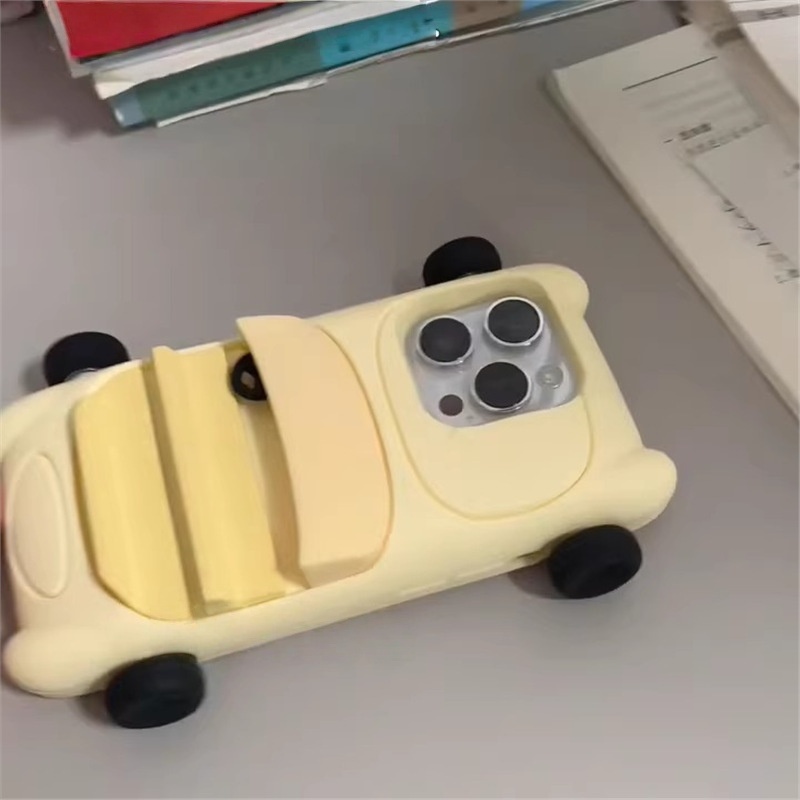 Cartoon Yellow Sports Car iPhone Case | Tuck a Mini Stylish Ride in Your Pocket—Cute & Shockproof in One