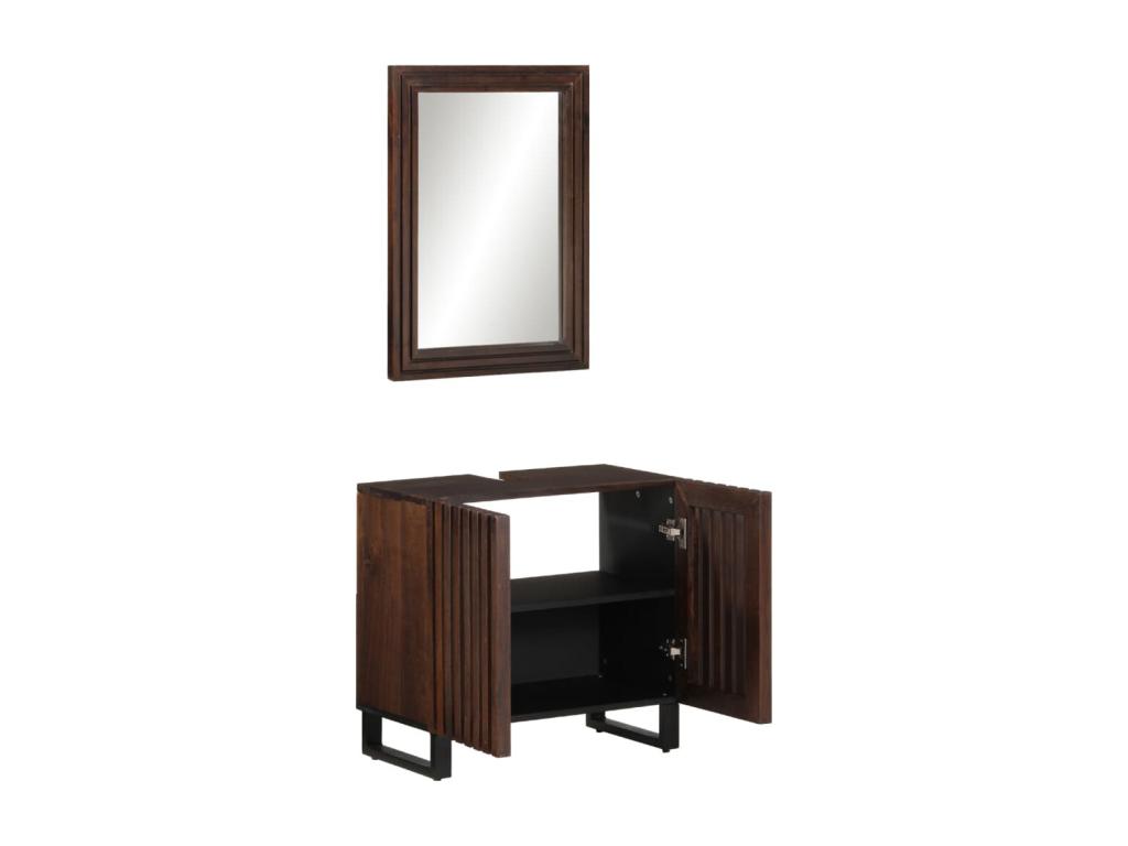 Conjunto de muebles de baño 2 piezas de madera maciza de mango.