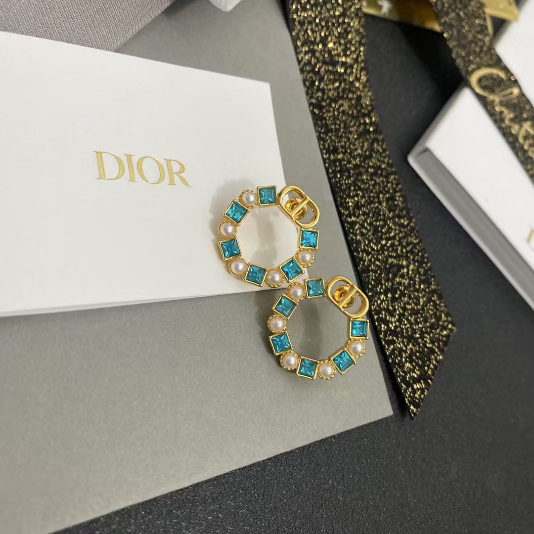 Dior Color Gem Rhinestone Earrings - Original Replica Club