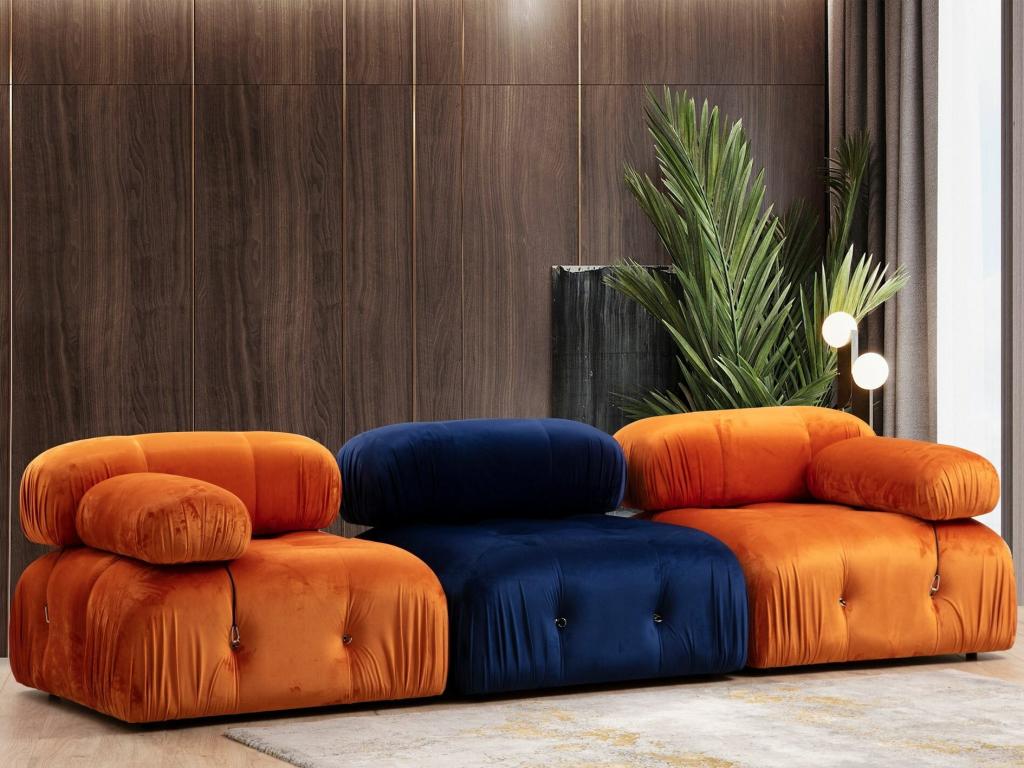 Sillón modular Homelyvo A107 - Rojo - 75x95x95cm - Tapiz - Patas Plástico