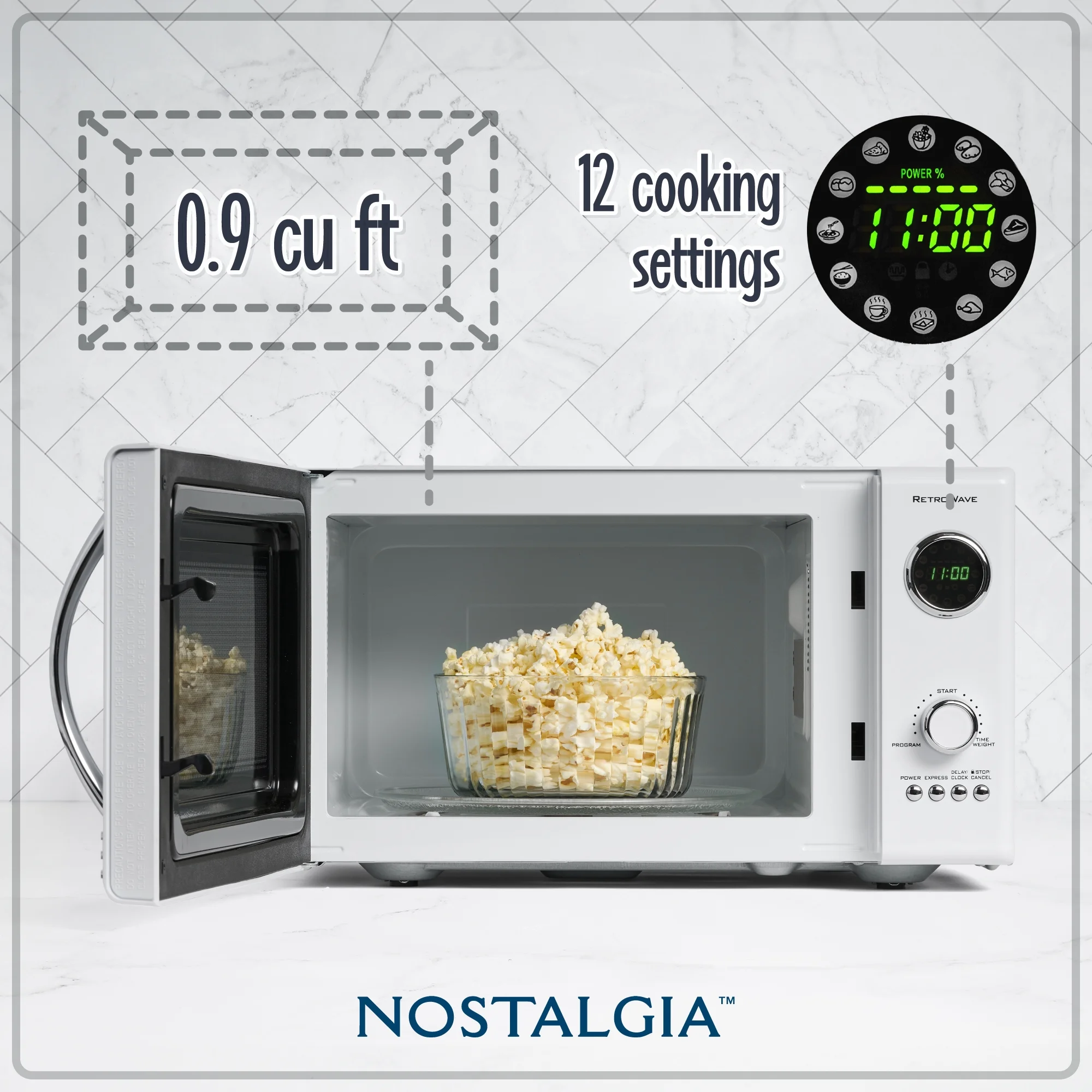 Nostalgia Retro Microwave for Countertop 0.9 cu ft Vintage Microwave, Ivory - Image 20