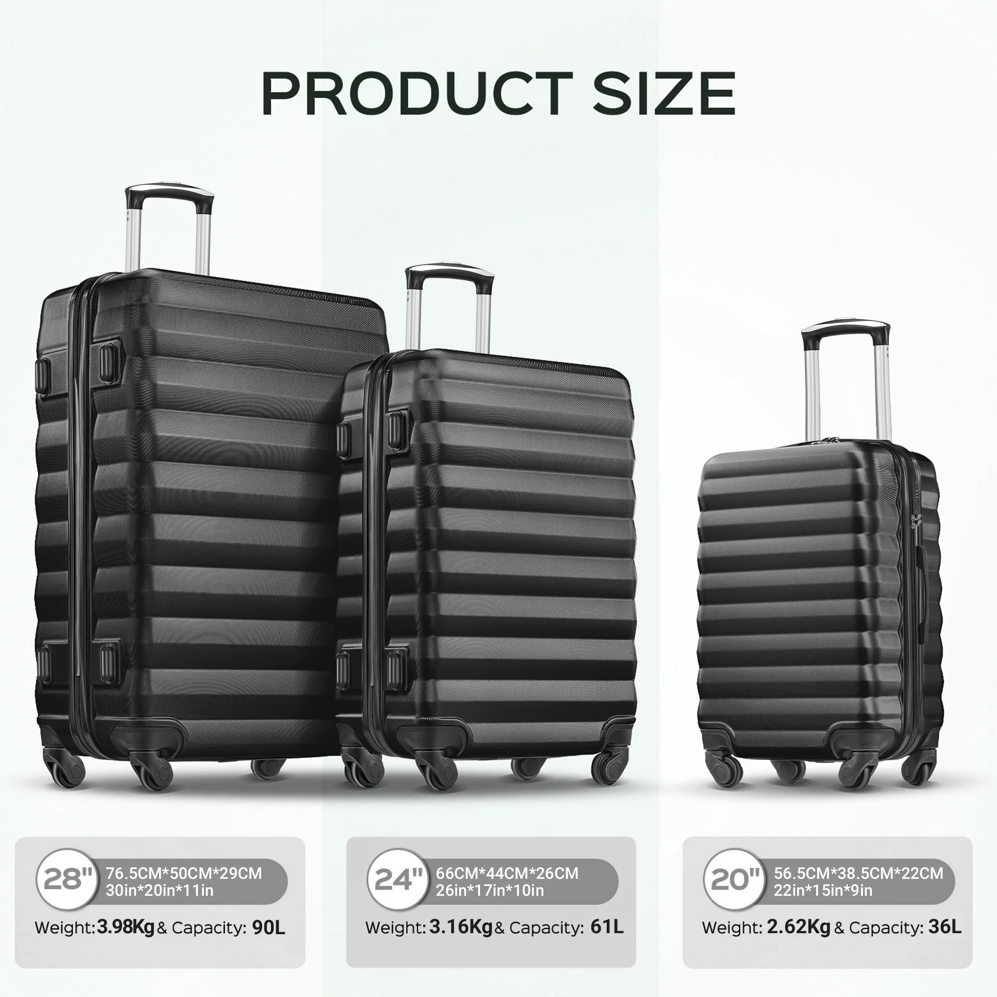9 Piece Luggage Sets, Hard 20 24 28 inch Luggage with 6 Pieces Organize Bags Travel Suitcases Sets with Wheels, Rose - Image 41