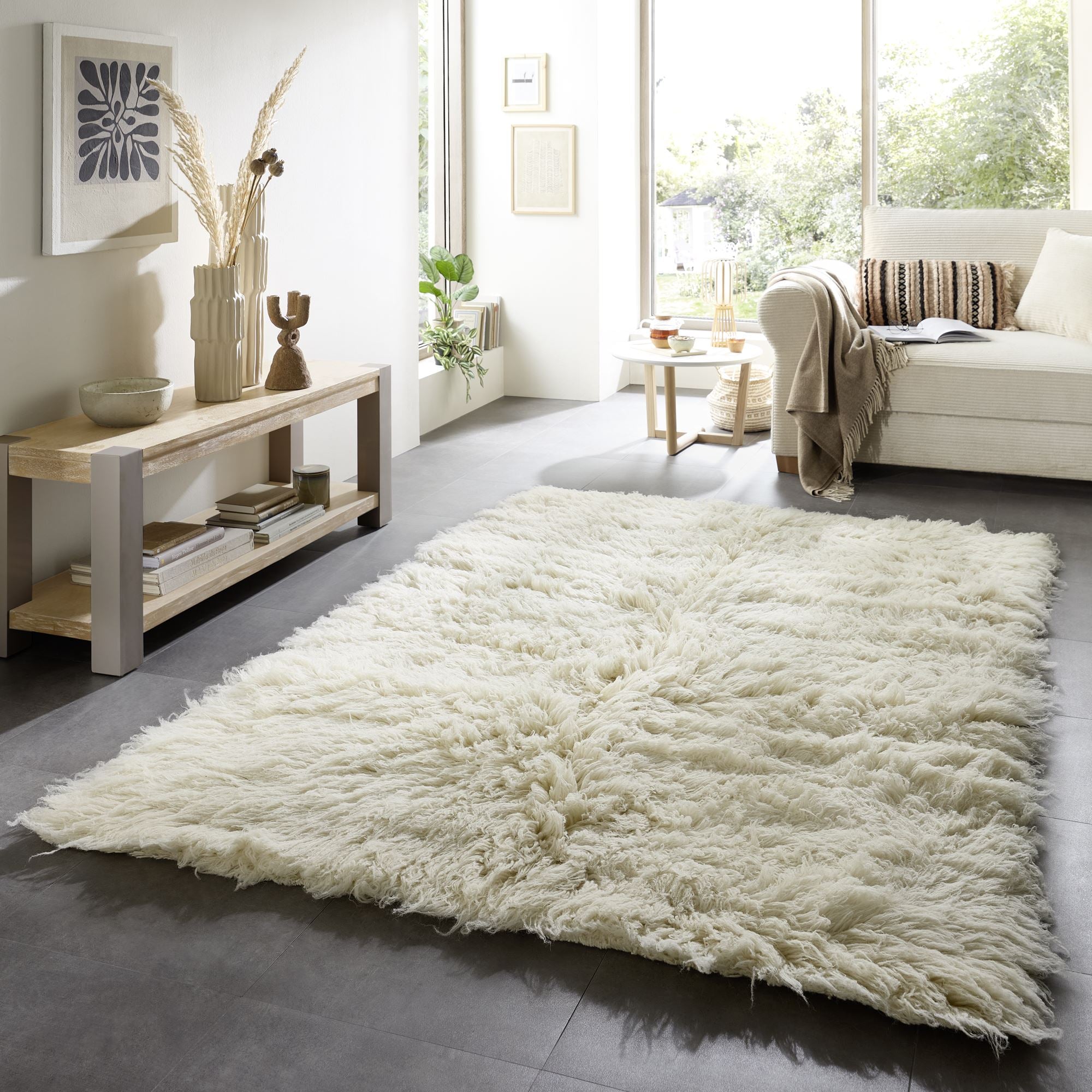 Theko Grieks Flokati-tapijt Flokos 2450 140x200 cm - Crème