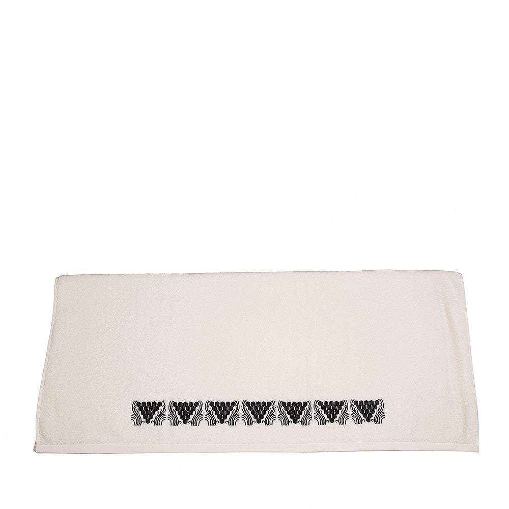 DRAP DE BAIN BRODÉ RAISINS - COTON IVOIRE, BRODÉ NOIR