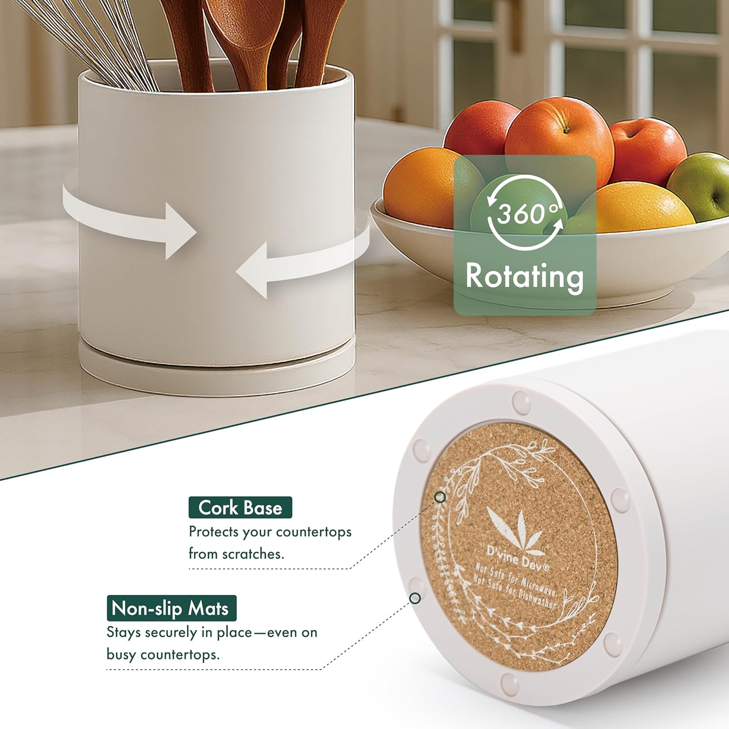 D'vine Dev 360° Rotating Utensil Holder Set – 7.2