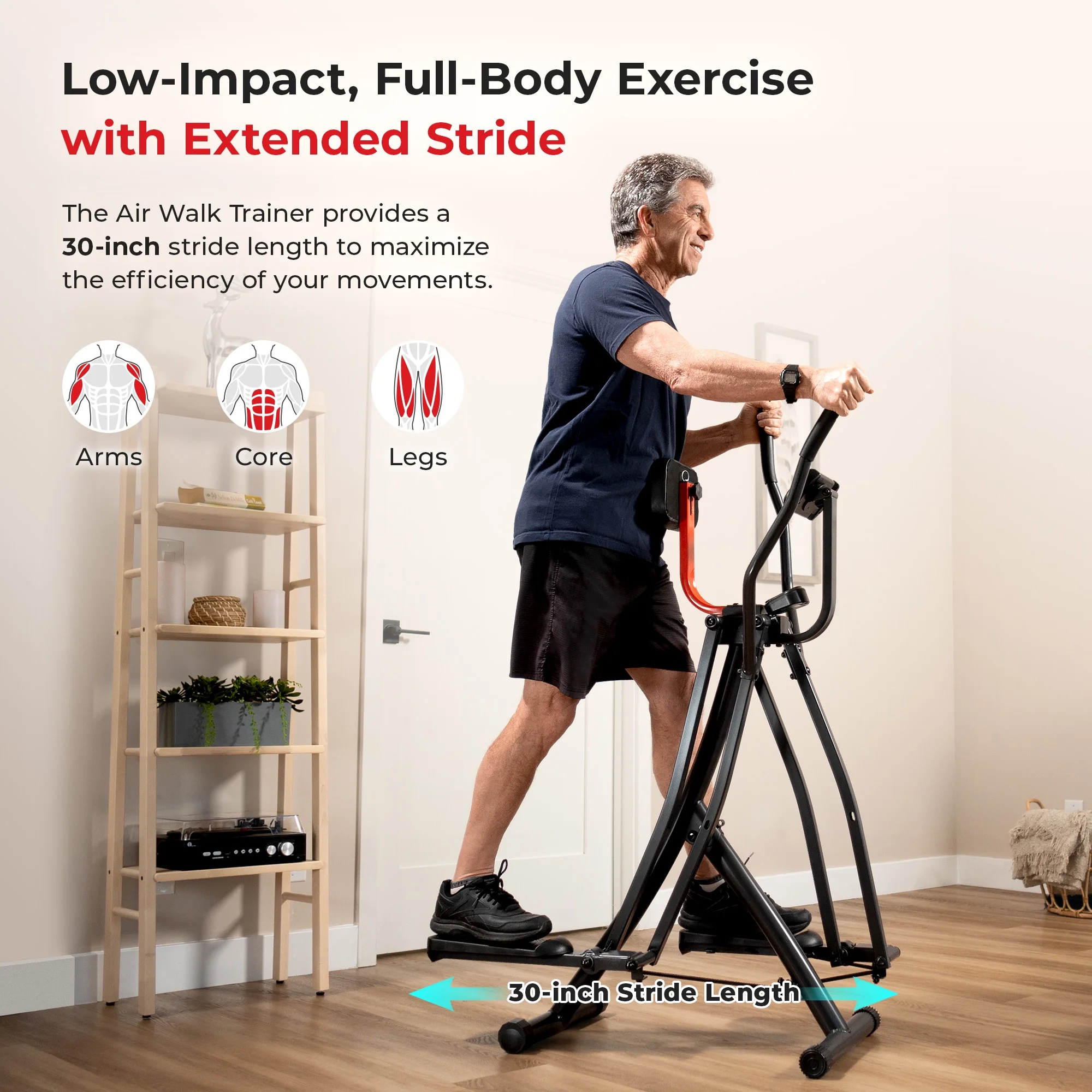 Sunny Health & Fitness Manual Air Walker Elliptical – 30″ Stride, Low Impact, Lightweight, Quiet with Free SunnyFit App - Image 13
