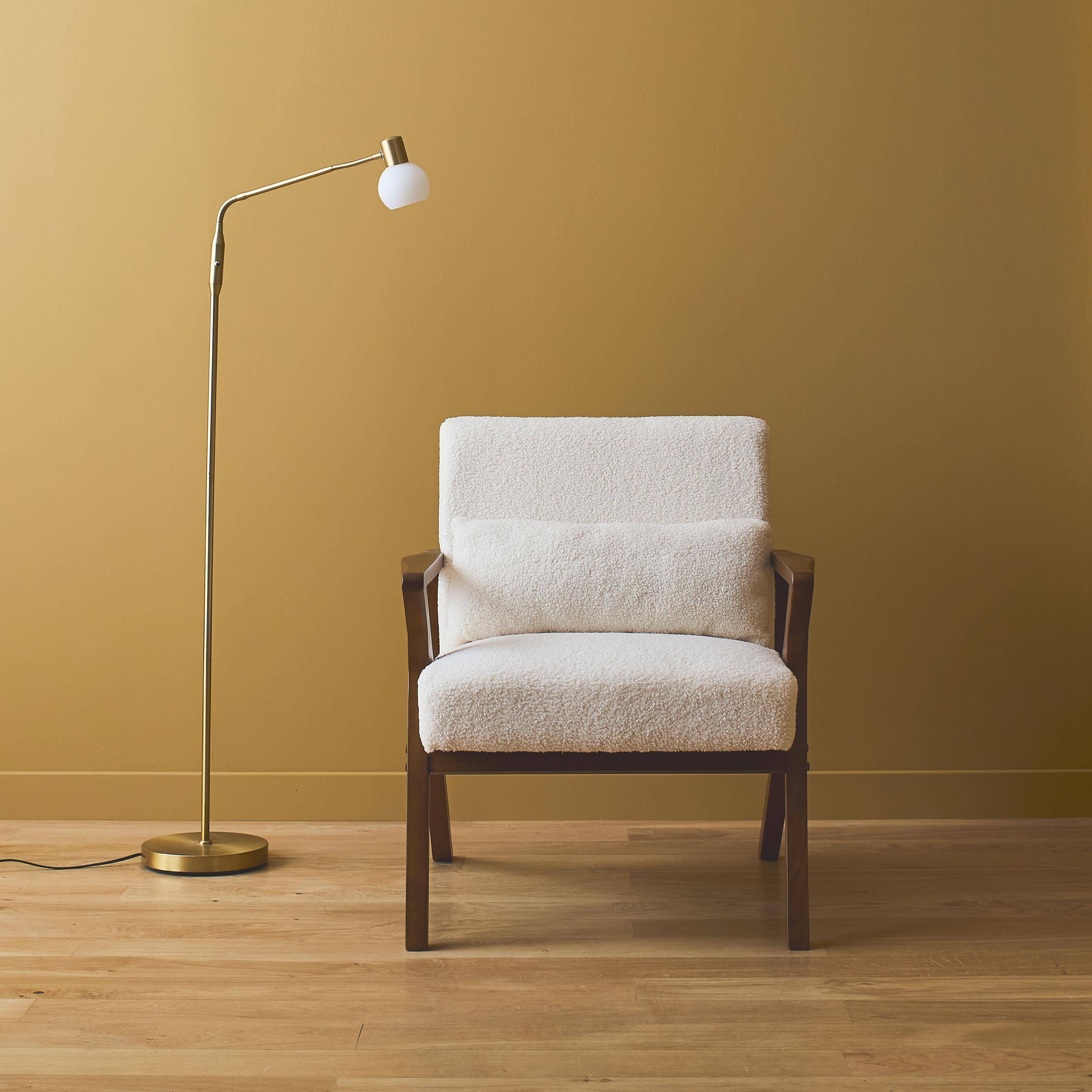 Antoine borreguito - Sillón escandinavo de madera de hevea y borreguito
