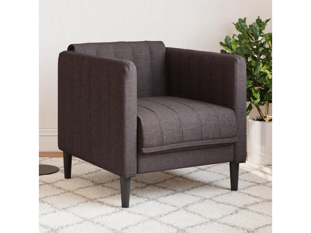 Sillón de tela marrón oscuro
