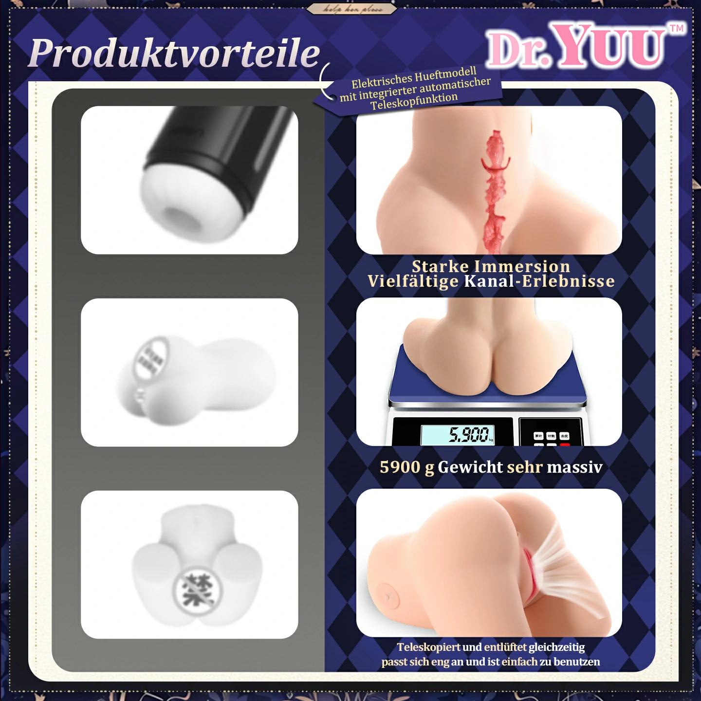 Dr.YUU Succubus 2.0 Masturbator Hüftmodell mit automatischer Teleskopfunktion und Vibration – Bild 5
