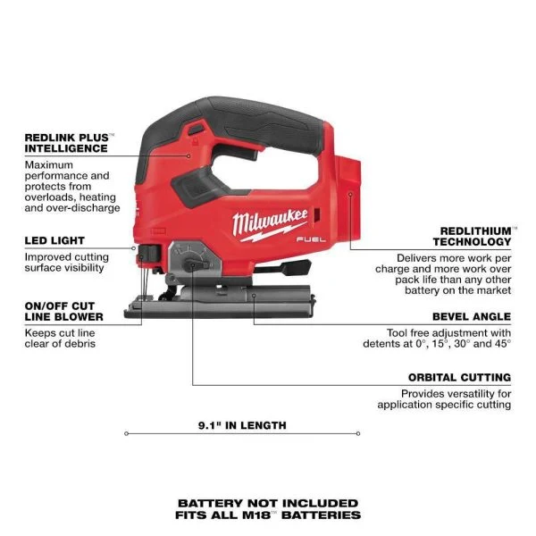 Milwaukee M18 FUEL 18-Volt Lithium-Ion Brushless Cordless D-Handle Jig Saw With M18 5.0 Ah Battery - 2737-20-48-11-1850 - Image 2 Milwaukee M18 FUEL 18-Volt Lithium-Ion Brushless Cordless D-Handle Jig Saw With M18 5.0 Ah Battery - 2737-20-48-11-1850 - Image 2