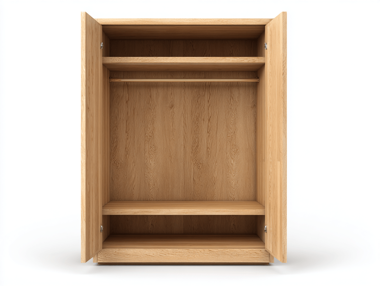 Armario 2 puertas 100×55×190 cm – madera roble natural – con barra y estantes
