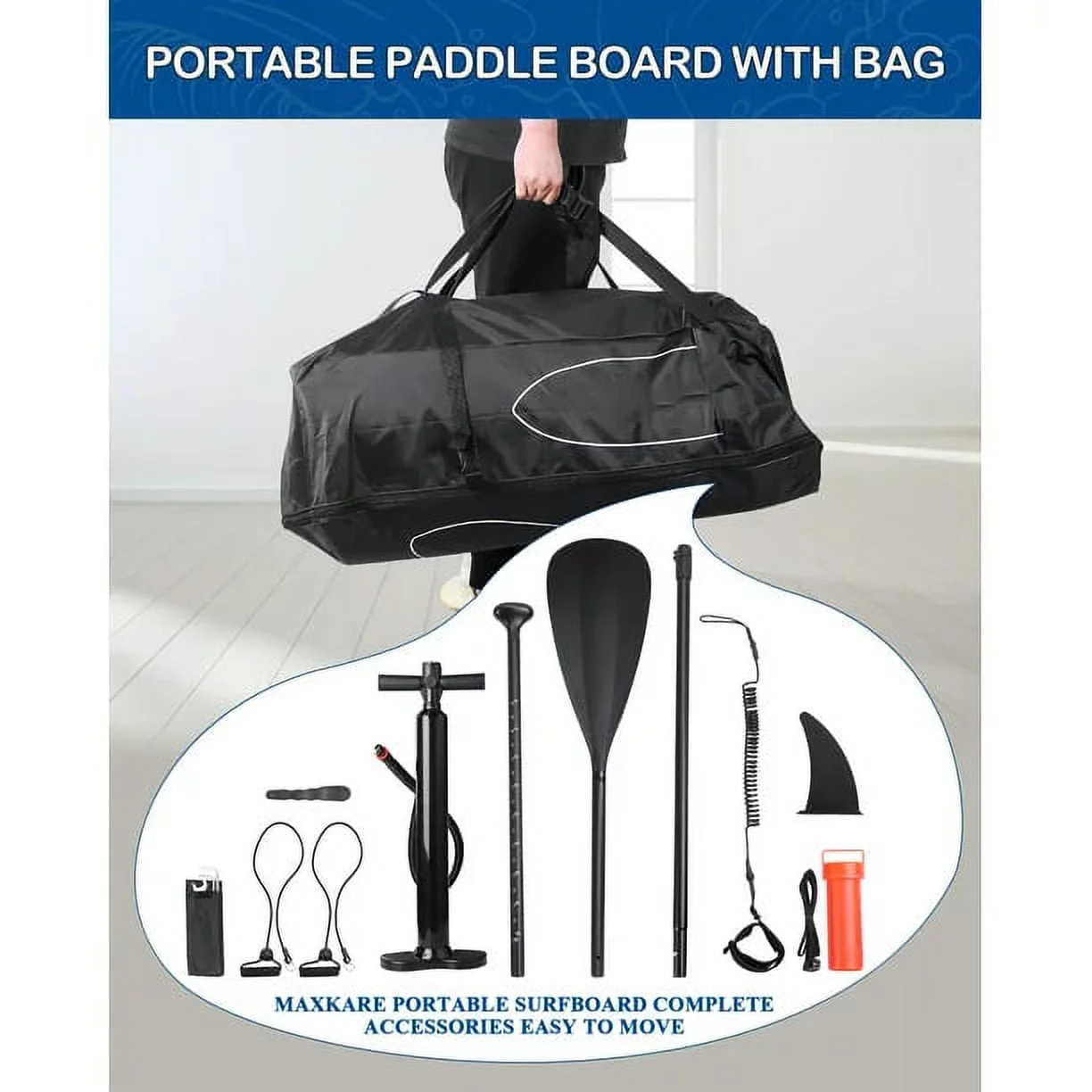 Inflatable Stand up Paddle Board SUP Inflatable Paddle Board with Paddleboard Accessories Triple Action Pump Fishing Green - Image 6