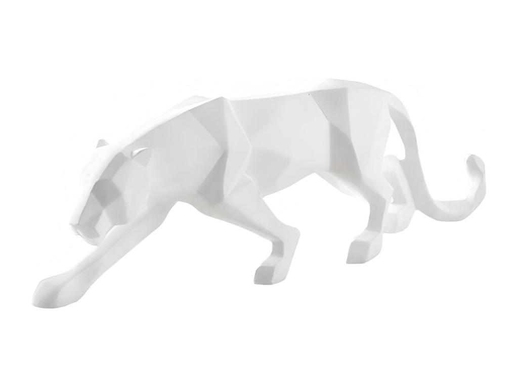 Leopardo en resina de origami blanca